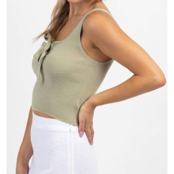NEW PROMESA bow bliss knit ribbed tank in sage - Picture 5 of 6